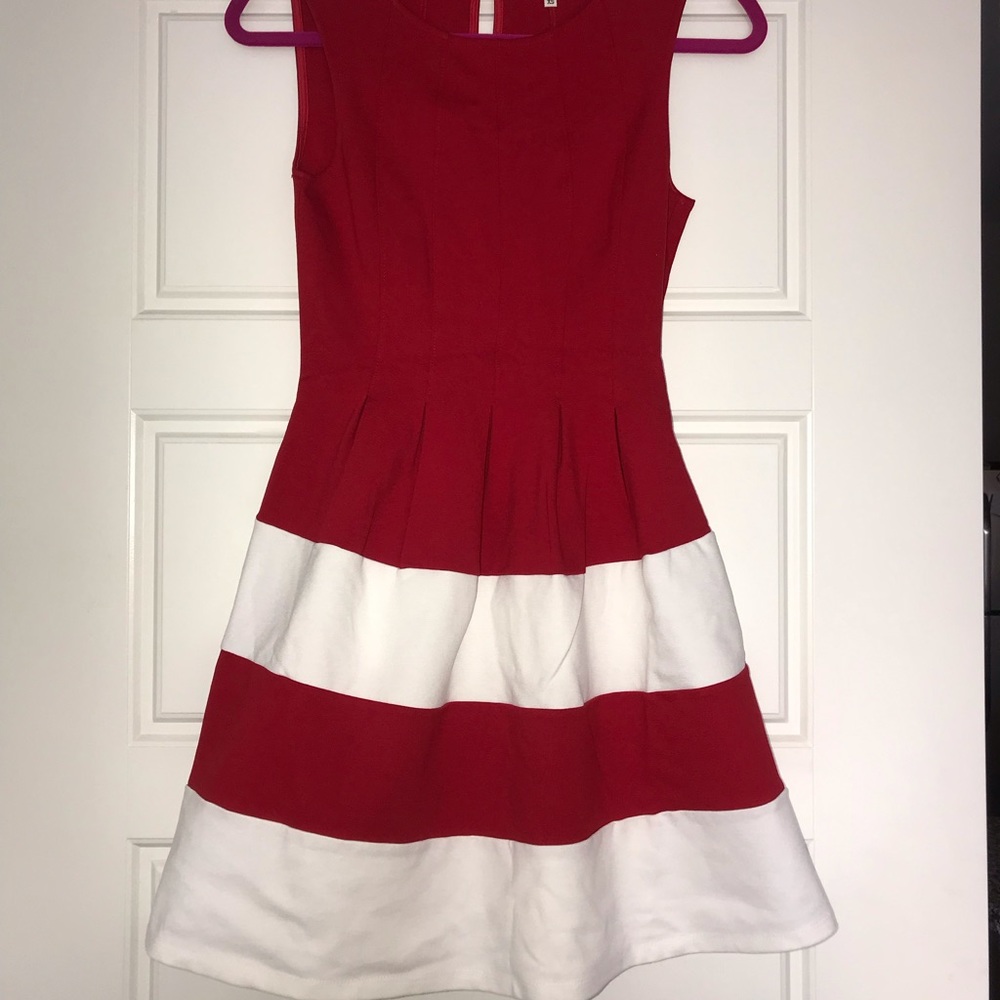 Red & white fit & flare dress